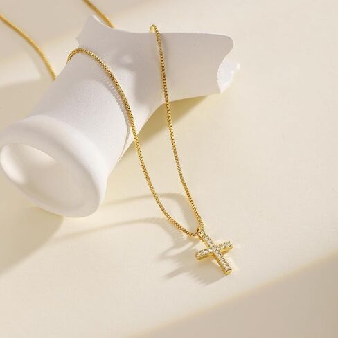 Cross Necklace For Women,14K Gold Plated Small Dainty Colorful Beaded Cubic Zirconia Double Layered Cross Pendant Choker Necklaces For Women,Christian Easter Religious Jewelry Gifts in Saudi Arabia