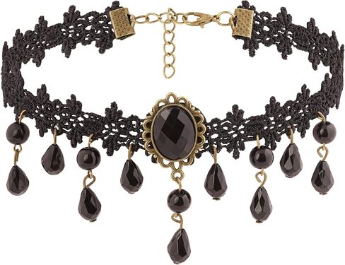 Sacina Gothic Vintage Black Teardrop Lace Choker, Gothic Necklace, Goth Jewelry, Halloween Christmas Jewelry Gift for Women in Saudi Arabia