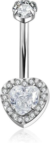 Titanium Belly Button Ring 14G Curved Barbell – Hypoallergenic Navel Piercing Jewelry with Multi-Texture Zircon,10mm Luxury Floating Belly Button Piercing in Saudi Arabia