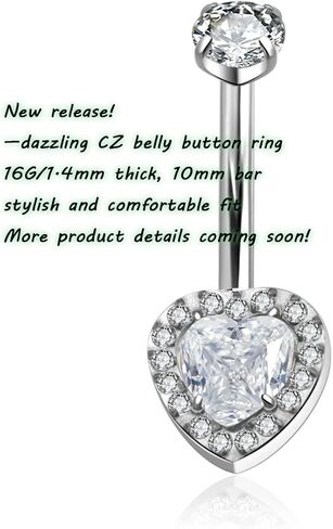 Titanium Belly Button Ring 14G Curved Barbell – Hypoallergenic Navel Piercing Jewelry with Multi-Texture Zircon,10mm Luxury Floating Belly Button Piercing in Saudi Arabia