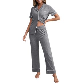 PNAEONG Womens Pajama Sets Short Sleeve Button Down Sleepwear 2 Piece Lounge Sets Soft Pj Sets in Kuwait