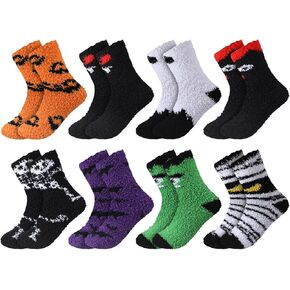 8 Pairs Halloween Fuzzy Socks for Women Girls Cozy Thick Fluffy Warm Socks Funny Halloween Gifts for Boo Spooky Basket Stuffers in Saudi Arabia
