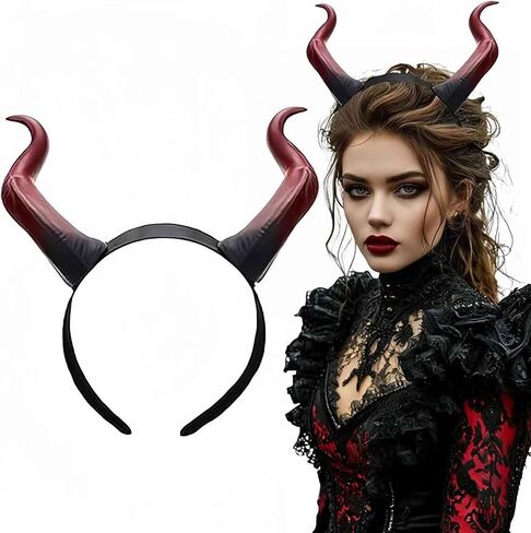 Devil Horns Headband for Women Men Red Halloween Hairband, Cosplay Costume Horn Hair Hoop, Gothic Devil Horn Hair Accessory for Halloween Parties, Rave, Cosplay in Saudi Arabia