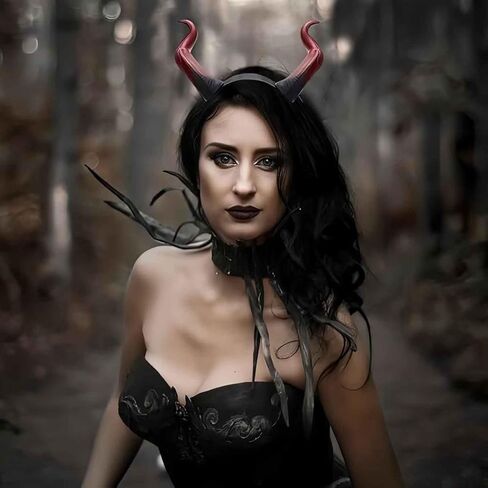 Devil Horns Headband for Women Men Red Halloween Hairband, Cosplay Costume Horn Hair Hoop, Gothic Devil Horn Hair Accessory for Halloween Parties, Rave, Cosplay in Saudi Arabia
