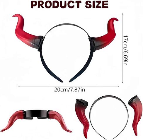 Devil Horns Headband for Women Men Red Halloween Hairband, Cosplay Costume Horn Hair Hoop, Gothic Devil Horn Hair Accessory for Halloween Parties, Rave, Cosplay in Saudi Arabia