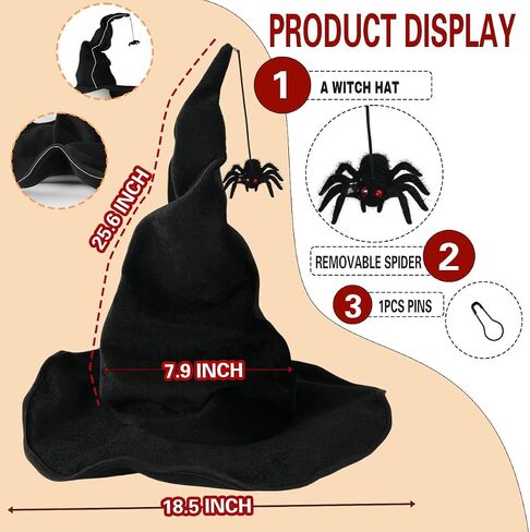 Black Witch Hat with Detachable Accessory Women Halloween Cosplay Costume in Saudi Arabia
