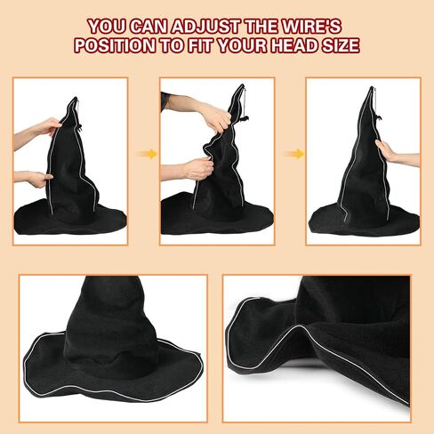 Black Witch Hat with Detachable Accessory Women Halloween Cosplay Costume in Saudi Arabia