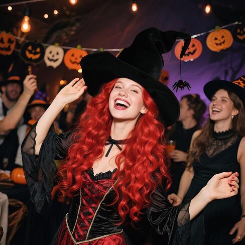 Black Witch Hat with Detachable Accessory Women Halloween Cosplay Costume in Saudi Arabia