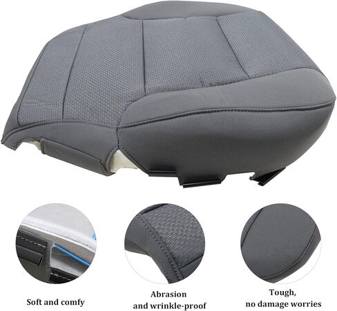 غطاء مقعد قماش بديل من جانب السائق أو الراكب رمادي داكن مناسب لسيارة Chevy Silverado/GMC Sierra 1500, 2500HD, 3500HD, SLT, SLE, Z71, Hybrid 2014 2015 2016 2017 2018 2019 in Saudi Arabia