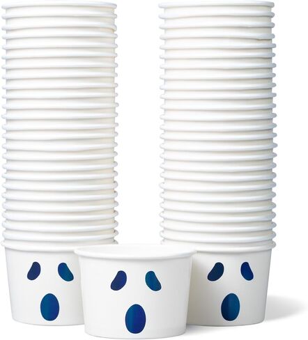 Paper Ice Cream Cups, 50-Count 9-Oz Disposable Dessert Bowls for Hot or Cold Food, 9-Ounce Halloween Party Supplies Treat Cups, Bats, Black and Silver in Kuwait