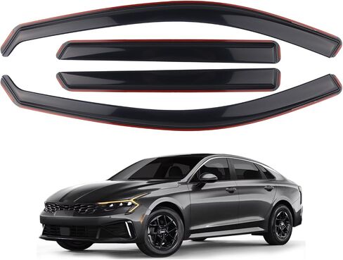 4 قطع من واقيات المطر شديدة التحمل داخل القناة تناسب 2021-2025 Kia K5، عاكسات النوافذ، أقنعة النوافذ (أسود دخاني) in Saudi Arabia