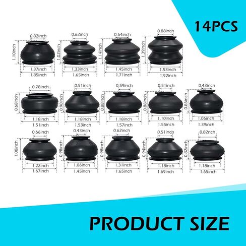 Tie Rod Boot, Tie Rod End Boot, Universal Ball Joint Head Dust Protection Cover, Rubber Dust Cover Kit, Car Suspension Steering Parts Accessories, Suitable to Most Vehicle (14PCS) in Saudi Arabia