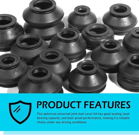 Tie Rod Boot, Tie Rod End Boot, Universal Ball Joint Head Dust Protection Cover, Rubber Dust Cover Kit, Car Suspension Steering Parts Accessories, Suitable to Most Vehicle (14PCS) in Saudi Arabia