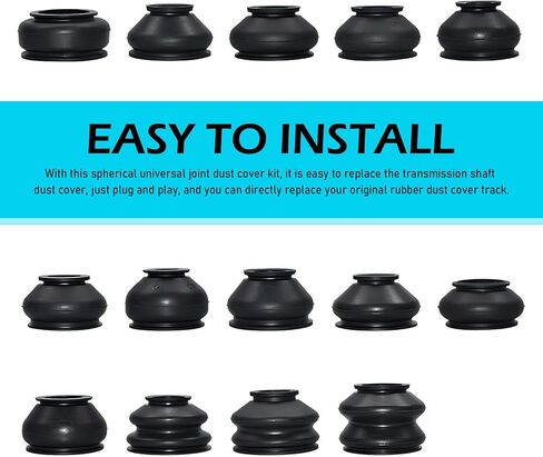 Tie Rod Boot, Tie Rod End Boot, Universal Ball Joint Head Dust Protection Cover, Rubber Dust Cover Kit, Car Suspension Steering Parts Accessories, Suitable to Most Vehicle (14PCS) in Saudi Arabia