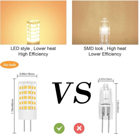 5 Pack G4 12V LED Light Bulbs, 4W (40w 30w Halogen Equivalent) Warm White 3000k AC DC 400 LM, G4 JC T3 Bi-Pin Base Bulb for Home and Landscape Lighting in Kuwait
