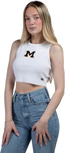 Hype & Vice Cut-Off Tank for Women - Ohio State University Top for Women, Cropped Fit Tank, College Shirts for Game Days - White, X-Large in Saudi Arabia