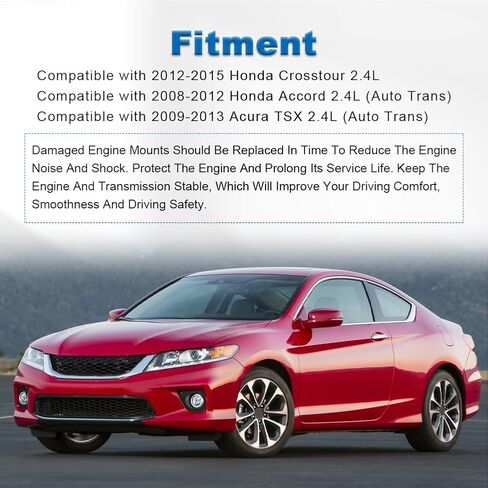 JDMON 1PCS Front Engine Motor Mount Replacement for 2012-2015 Honda Crosstour, 2008-2012 Honda Accord, TSX 2.4L Auto Trans Compatible with A4565, 50830TA0A01, 50830TA0A02 in Saudi Arabia