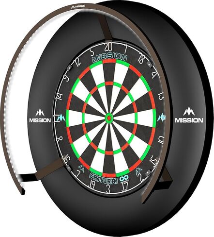Mission Darts Torus 270 | Dart Board LED Lighting System with Easy Access to Dartboard Area for Unrestricted Play, Sand Blasted Black, Red, Blue, Green, Purple, Bronze and Silver Colours in Saudi Arabia