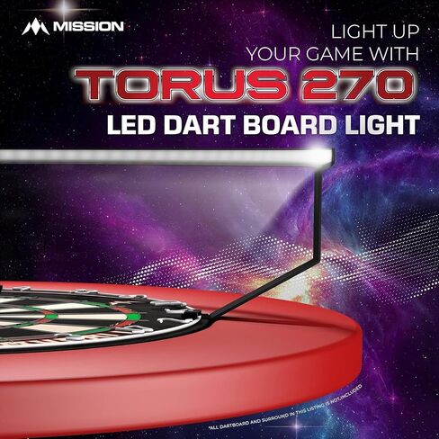 Mission Darts Torus 270 | Dart Board LED Lighting System with Easy Access to Dartboard Area for Unrestricted Play, Sand Blasted Black, Red, Blue, Green, Purple, Bronze and Silver Colours in Saudi Arabia