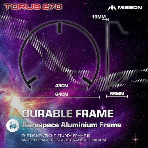 Mission Darts Torus 270 | Dart Board LED Lighting System with Easy Access to Dartboard Area for Unrestricted Play, Sand Blasted Black, Red, Blue, Green, Purple, Bronze and Silver Colours in Saudi Arabia