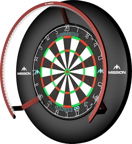 Mission Darts Torus 270 | Dart Board LED Lighting System with Easy Access to Dartboard Area for Unrestricted Play, Sand Blasted Black, Red, Blue, Green, Purple, Bronze and Silver Colours in Saudi Arabia