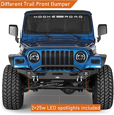 Hooke Road Wrangler TJ Front Bumper with Winch Plate & LED Lights & D-Rings for 1987-2006 Jeep Wrangler YJ TJ in Saudi Arabia