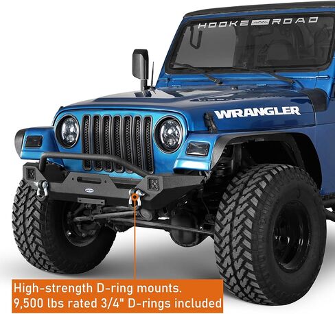 Hooke Road Wrangler TJ Front Bumper with Winch Plate & LED Lights & D-Rings for 1987-2006 Jeep Wrangler YJ TJ in Saudi Arabia