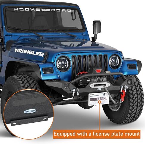 Hooke Road Wrangler TJ Front Bumper with Winch Plate & LED Lights & D-Rings for 1987-2006 Jeep Wrangler YJ TJ in Saudi Arabia