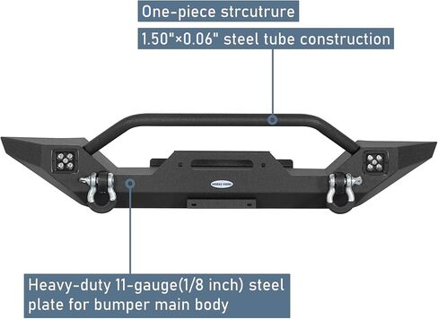 Hooke Road Wrangler TJ Front Bumper with Winch Plate & LED Lights & D-Rings for 1987-2006 Jeep Wrangler YJ TJ in Saudi Arabia