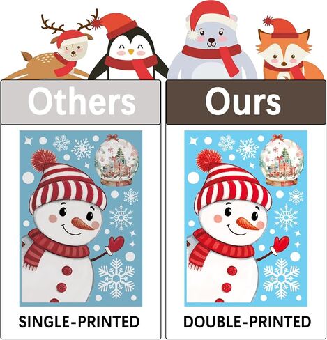 102PCS Christmas Window Stickers for Glass Windows,Double Sided Snowflakes Xmas Window Clings,Reusable Static Santa Claus Reindeer Snowman Christmas Decals,Winter & Holiday Decorations in Saudi Arabia