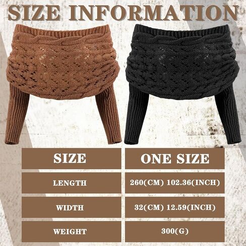Geyoga 2 Pcs Scarf with Sleeves for Women Knitted Wrap Sweater Scarf with Sleeves Shrugs for Women Wrap Shawl in Kuwait