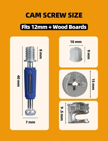 15 x 11.5mm Cam Lock Screws for Furniture 10 Sets,Cam Lock Fasteners Compitable with IKEA Hardware Parts, Eccentric Wheels Repair Spare Parts Nut & Bolt Assortment Sets in Kuwait