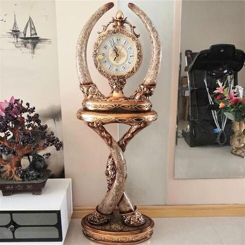 Floor Grandstand Clock European-Style Floor Clock Living Room Retro Clock Creative Fashion Resin Decorative Standing Clock Mute Clock Big Clock American Clock Living Room Clock in Saudi Arabia