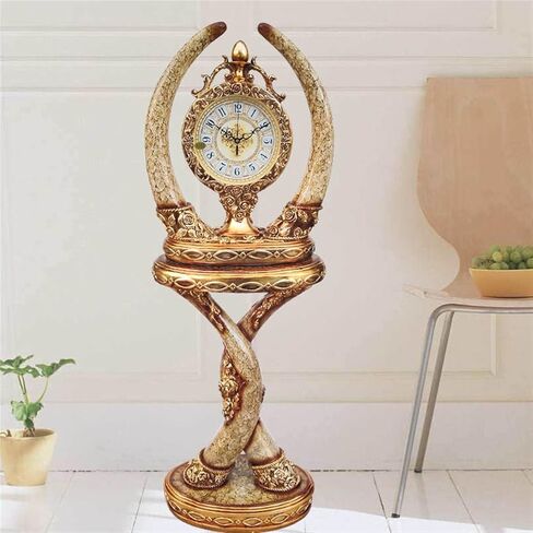 Floor Grandstand Clock European-Style Floor Clock Living Room Retro Clock Creative Fashion Resin Decorative Standing Clock Mute Clock Big Clock American Clock Living Room Clock in Saudi Arabia