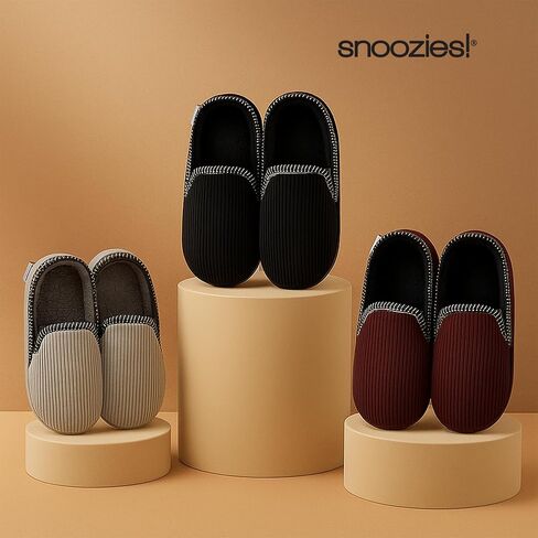 شبشب Snoozies Alpine Corduroy من الإسفنج الذكي للرجال في الأماكن المغلقة، أحذية منزلية ناعمة مبطنة بصوف الشيربا للرجال مضادة للانزلاق in Saudi Arabia
