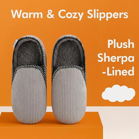 شبشب Snoozies Alpine Corduroy من الإسفنج الذكي للرجال في الأماكن المغلقة، أحذية منزلية ناعمة مبطنة بصوف الشيربا للرجال مضادة للانزلاق in Saudi Arabia
