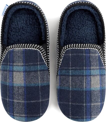 Snoozies Modern Alpine Plaid Memory Foam Slippers for Men Indoor, Soft Sherpa-Lined Mens House Shoes Non-Skid in Saudi Arabia
