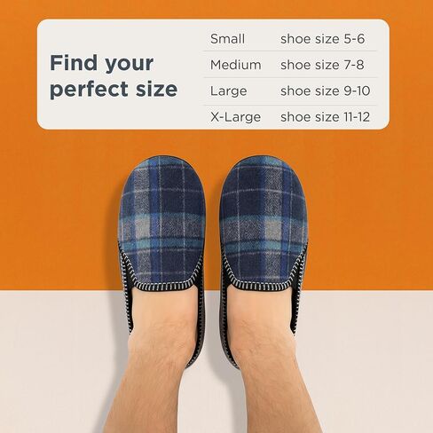 Snoozies Modern Alpine Plaid Memory Foam Slippers for Men Indoor, Soft Sherpa-Lined Mens House Shoes Non-Skid in Saudi Arabia