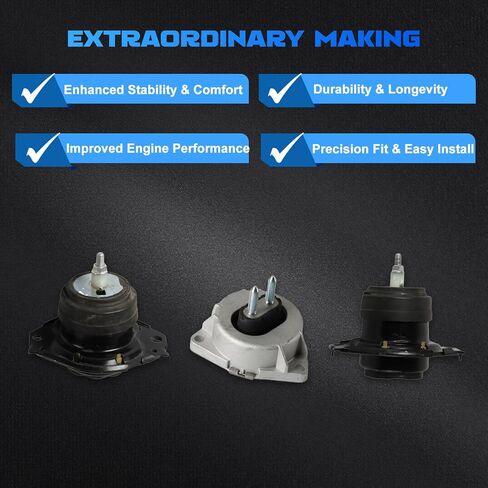 Engine Motor and Transmission Mount Kit 3Pcs Compatible with 2007-2014 Avalanche, Escalade, Escalade, Sierra, Silverado, Suburban, Tahoe, Yukon 5.3L 6.0L 6.2L Replace # A2638, A5365, A5365 in Saudi Arabia