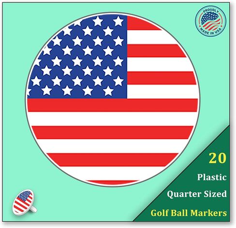 Four Leaf Clover Golf Ball Marker for Putting Green (20) - Quarter Sized Plastic Marker - Lays Flat on Green & Holds Position with Prong - Golf Essential & Golf Accessories in Saudi Arabia
