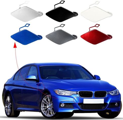 غطاء خطاف سحب المصد الأمامي للسيارة مناسب لسيارات BMW 3 Series F30 M-Sport 320i 325d 328i 330d 330e 330i 340i 335i 2013-2018 51118056606 51118067961 غطاء مقطورة (أسود، جانب الركاب الأيمن) in Kuwait
