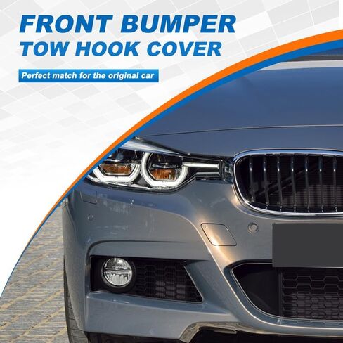 غطاء خطاف سحب المصد الأمامي للسيارة مناسب لسيارات BMW 3 Series F30 M-Sport 320i 325d 328i 330d 330e 330i 340i 335i 2013-2018 51118056606 51118067961 غطاء مقطورة (أسود، جانب الركاب الأيمن) in Kuwait