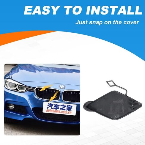 غطاء خطاف سحب المصد الأمامي للسيارة مناسب لسيارات BMW 3 Series F30 M-Sport 320i 325d 328i 330d 330e 330i 340i 335i 2013-2018 51118056606 51118067961 غطاء مقطورة (أسود، جانب الركاب الأيمن) in Kuwait