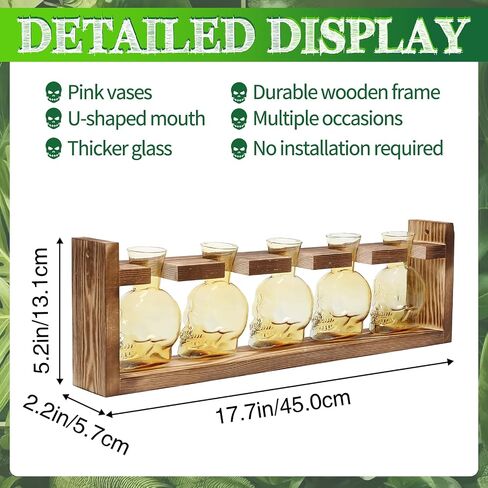 Plant Terrarium Propagation Stations Halloween Skull Planter Vase Skulls Decor with Wooden Stand Gife for Father - 5 Vases in Saudi Arabia