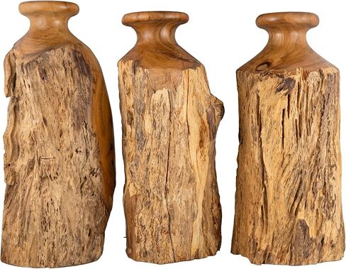 مزهرية خشبية طبيعية مصنوعة يدويًا من Vitex Pubescens Vahl؛ الارتفاع (11.8 بوصة) × العمق (5 بوصة - 6.5 بوصة)؛ مزهرية خشبية فريدة من نوعها in Kuwait