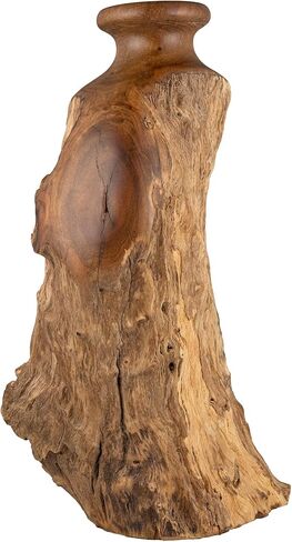 مزهرية خشبية طبيعية مصنوعة يدويًا من Vitex Pubescens Vahl؛ الارتفاع (11.8 بوصة) × العمق (5 بوصة - 6.5 بوصة)؛ مزهرية خشبية فريدة من نوعها in Kuwait