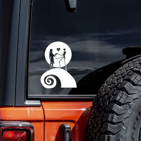 Jack and Sally Nightmare Moon Decal Vinyl Sticker Auto Car Truck Wall Laptop | White| 4" x 6" in Saudi Arabia
