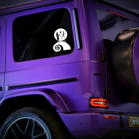 Jack and Sally Nightmare Moon Decal Vinyl Sticker Auto Car Truck Wall Laptop | White| 4" x 6" in Saudi Arabia