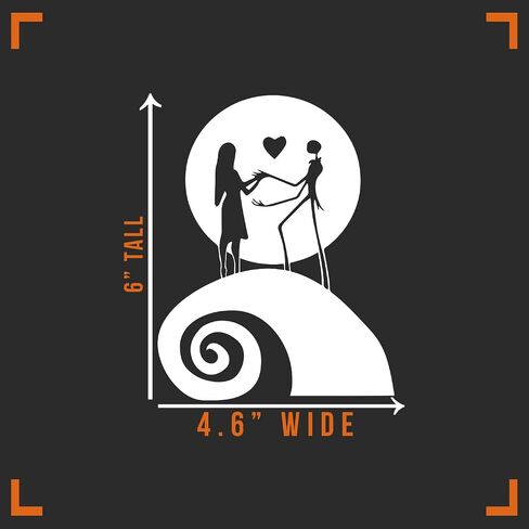 Jack and Sally Nightmare Moon Decal Vinyl Sticker Auto Car Truck Wall Laptop | White| 4" x 6" in Saudi Arabia