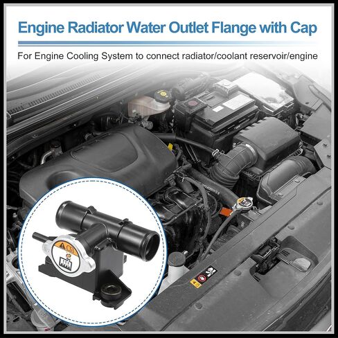 Engine Radiator Filler Neck with Fully Sealed Cap Replacement for Kia Soul 1.6L 2.0L Wagon 5 Door 2010-2011, No.25329-2K000/25330-3K000 Plastic Black 1Set in Saudi Arabia